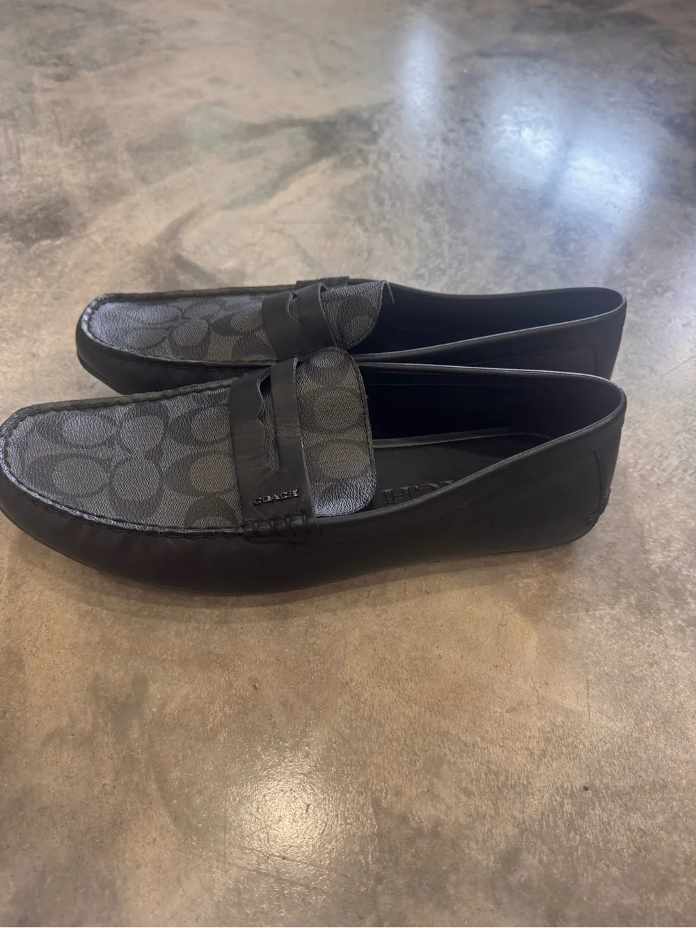 Coach Men's Charcoal Signature Canvas Penny Loafers